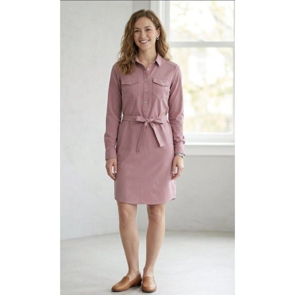 Eddie Bauer Dress Women Size XS Long Sleeve Purple Travel Wrinkle Free